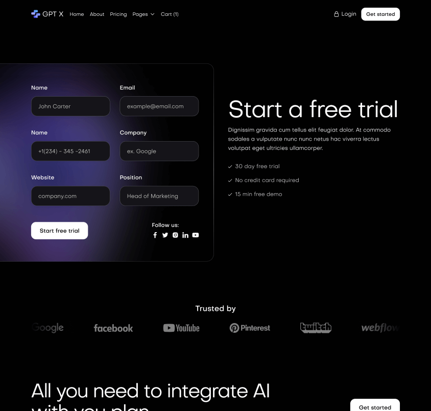 GPT X - Contact V1 Page - AI & Machine Learning Webflow Template