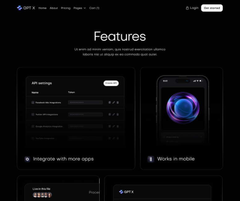 GPT X - Features Page - AI & Machine Learning Webflow Template