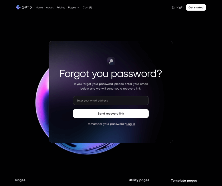 GPT X - Forgot Password Utility Page - AI & Machine Learning Webflow Template