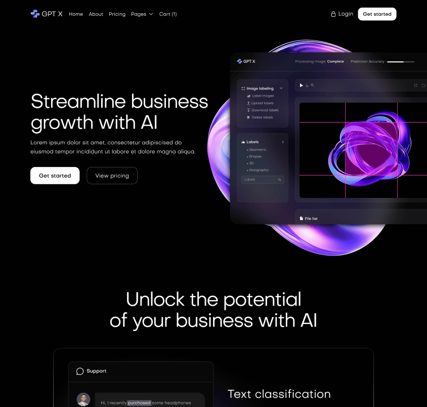 GPT X - Home V3 Page - AI & Machine Learning Webflow Template