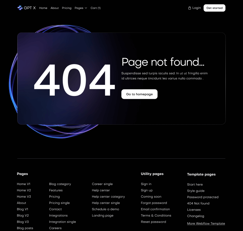 GPT X - Not Found Page - AI & Machine Learning Webflow Template