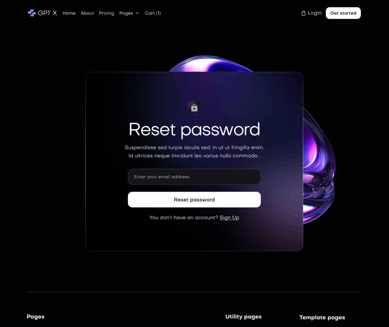 GPT X - Reset Password Utility Page - AI & Machine Learning Webflow Template